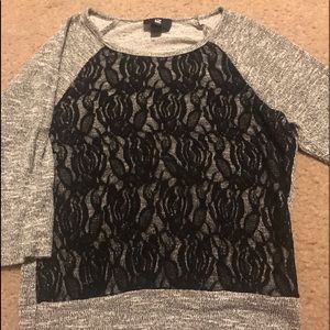 Grey Hoodie with Black Lace